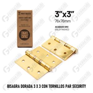 Bisagra Dorada 3 X 3 con Tornillos Par SECURITY
