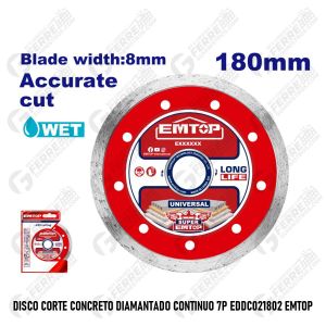 Disco Corte Concreto Diamantado Continuo 7P EDDC021802 EMTOP