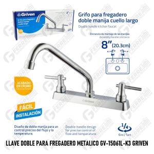 Llave Doble para Fregadero Metálico GV-15061L-K3 GRIVEN
