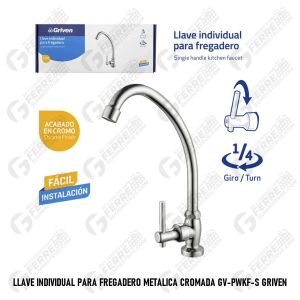 Llave Individual para Fregadero Metálica Cromada GV-PWKF-S GRIVEN