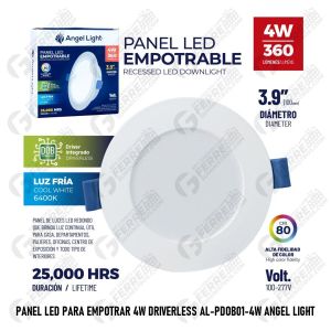 Panel LED para Empotrar 4W Driverless AL-PDOB01-4W ANGEL LIGHT