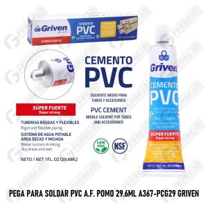 Pega para Soldar PVC A.F. Pomo 29.6ml A367-PCG29 GRIVEN