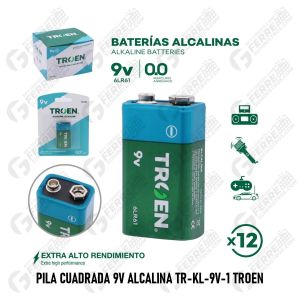 Pila Cuadrada 9V Alcalina TR-KL-9V-1 TROEN