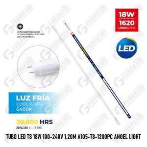 Tubo LED T8 18W 100-240V 1.20M A105-T8-1200PC ANGEL LIGHT